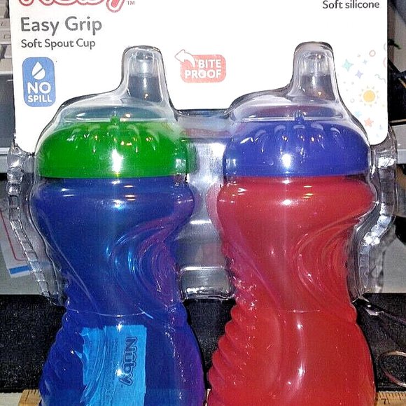 NUBY EASY GRIP SOFT SPOUT CUPS 10 OZ BPA FREE 6+ MONTHS BITE PROOF NO SPILL 2 PC - Picture 7 of 7